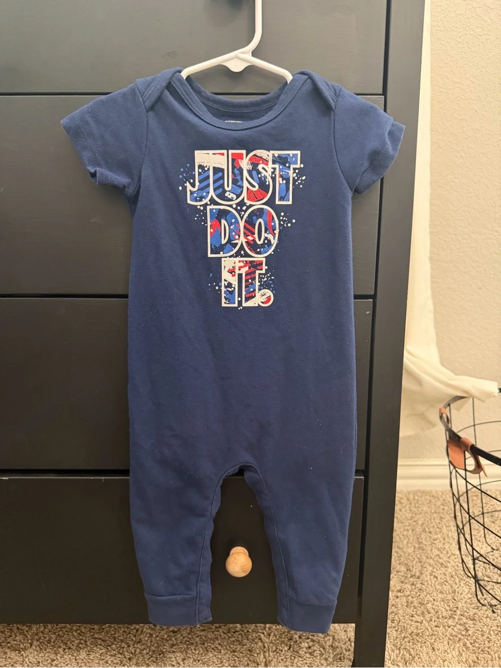 Nike Navy Blue 'Just Do It' Infant One-Piece Footie